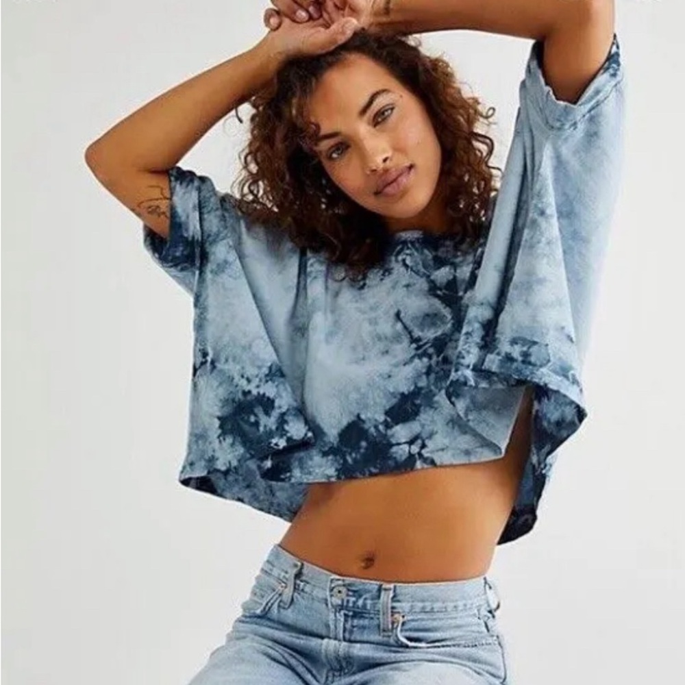 navy and blue free people top